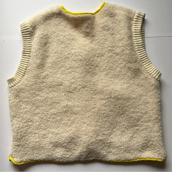 Zara Kids Boucle Knit Sweater Vest Fleece Pile  Retro Vintage Button Down 13-14 - Picture 5 of 15
